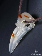 2.5'' Carnelian Carved Crystal Raven Skull Pendant