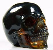 2.3'' Blue Amber Carved Crystal Skull, Super Realistic