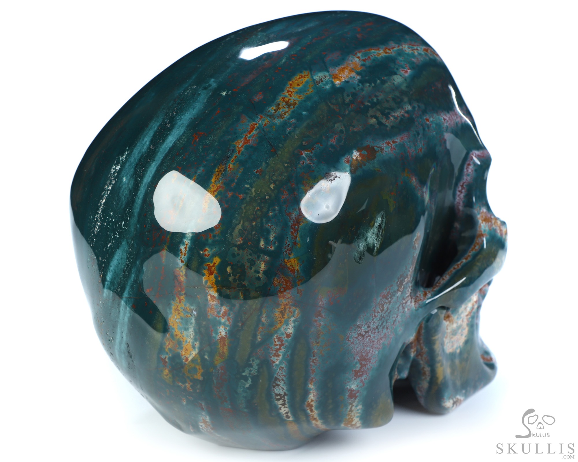 Lifesized 8.0" Bloodstone Hand Carved Crystal Skull, Super Realistic, Crystal Healing Lifesized 8.0" Bloodstone Hand Carved Crystal Skull, Super Realistic, Crystal Healing