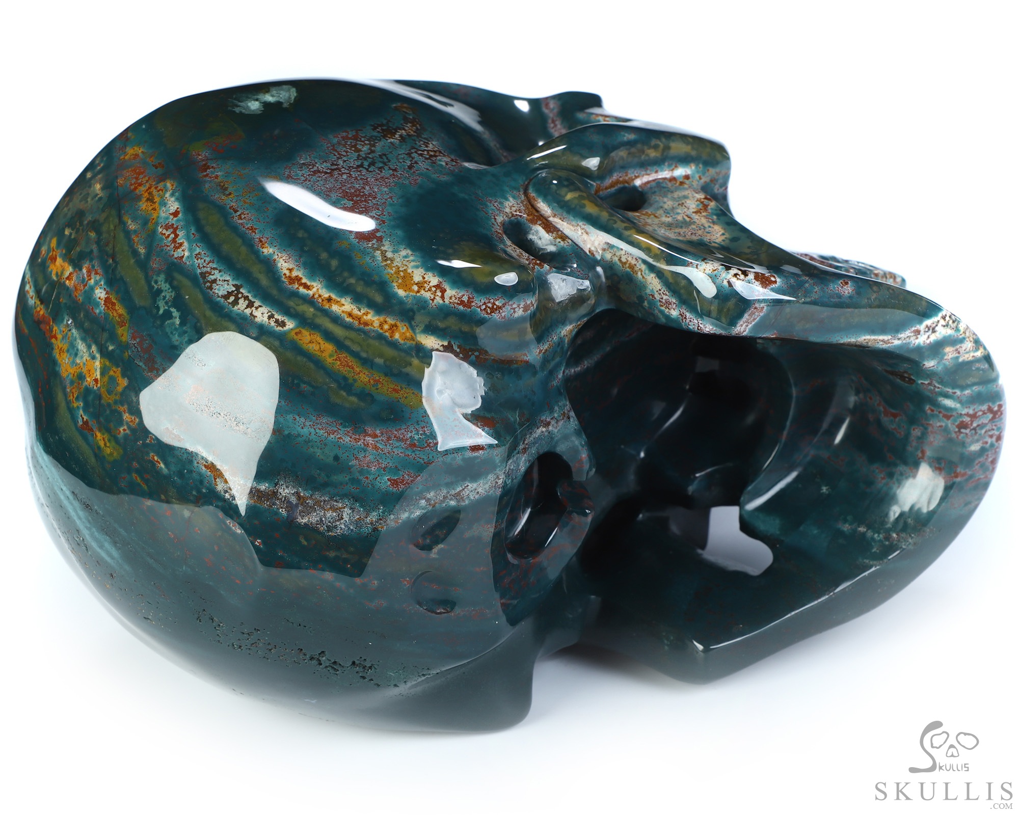 Lifesized 8.0" Bloodstone Hand Carved Crystal Skull, Super Realistic, Crystal Healing Lifesized 8.0" Bloodstone Hand Carved Crystal Skull, Super Realistic, Crystal Healing