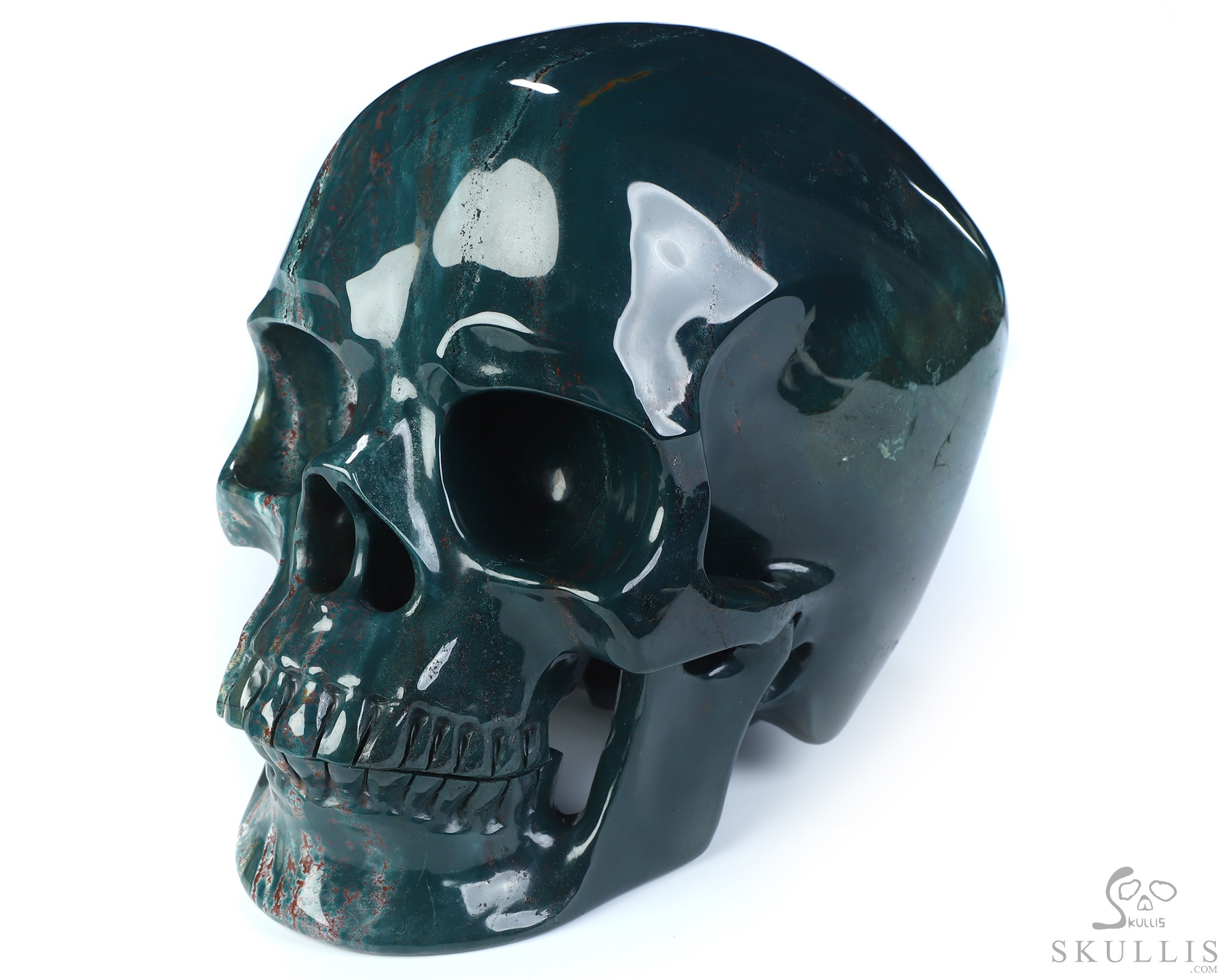 Lifesized 8.0" Bloodstone Hand Carved Crystal Skull, Super Realistic, Crystal Healing Lifesized 8.0" Bloodstone Hand Carved Crystal Skull, Super Realistic, Crystal Healing