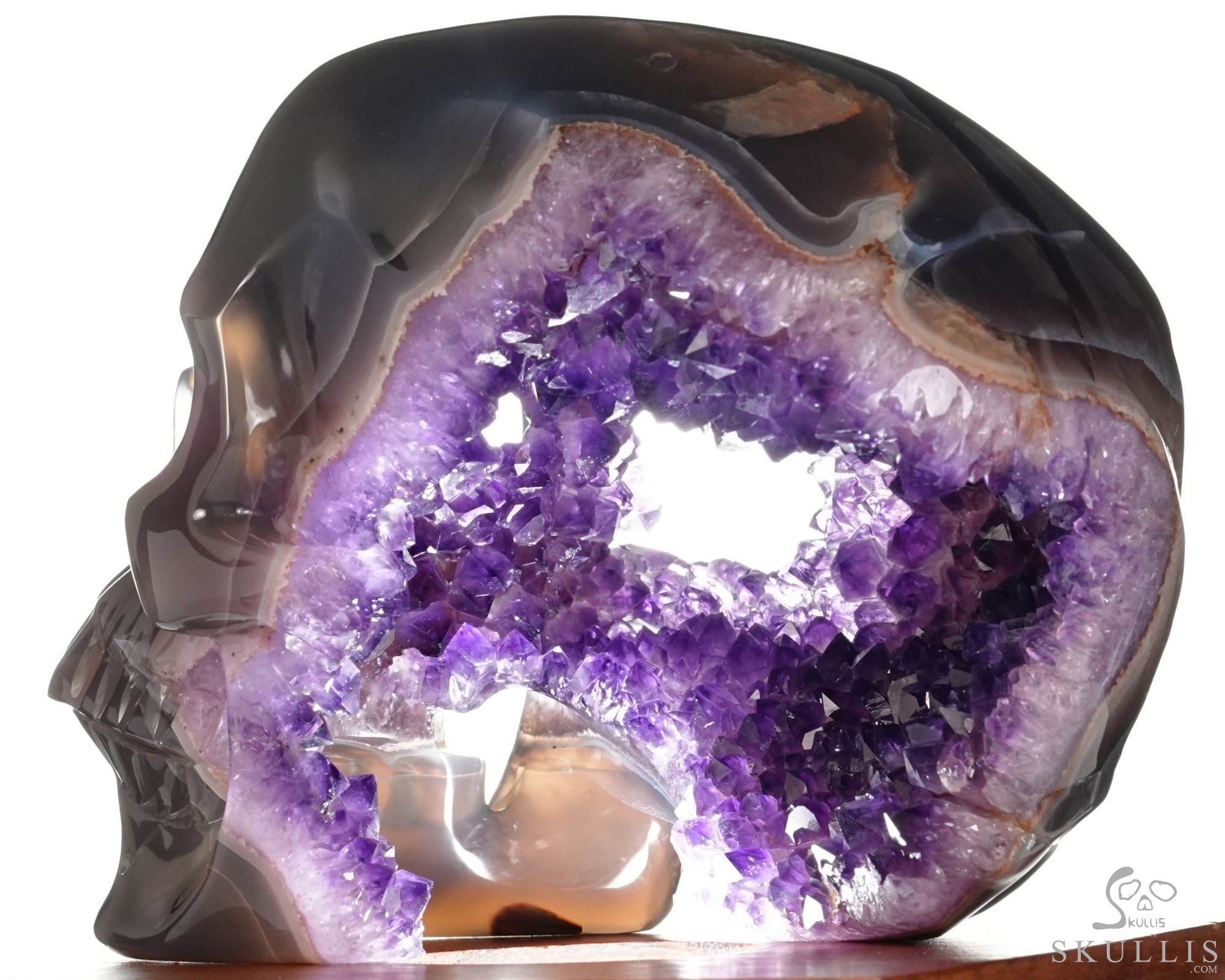 Lifesized 6.5" Agate Amethyst Geode Hand Carved Crystal Skull, Super Realistic, Crystal Healing Lifesized 6.5" Agate Amethyst Geode Hand Carved Crystal Skull, Super Realistic, Crystal Healing