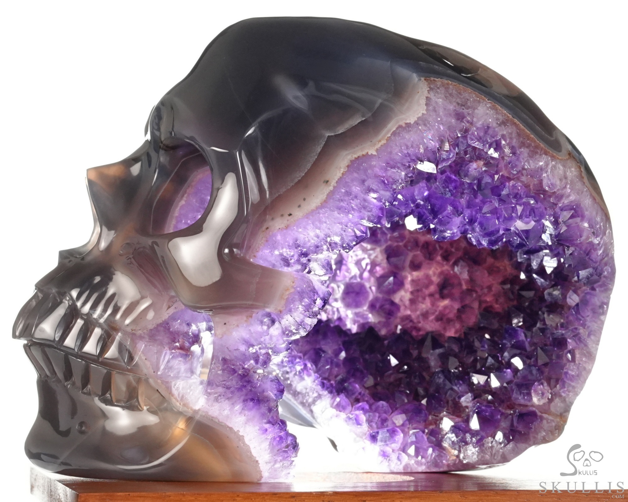 Lifesized 6.5" Agate Amethyst Geode Hand Carved Crystal Skull, Super Realistic, Crystal Healing Lifesized 6.5" Agate Amethyst Geode Hand Carved Crystal Skull, Super Realistic, Crystal Healing