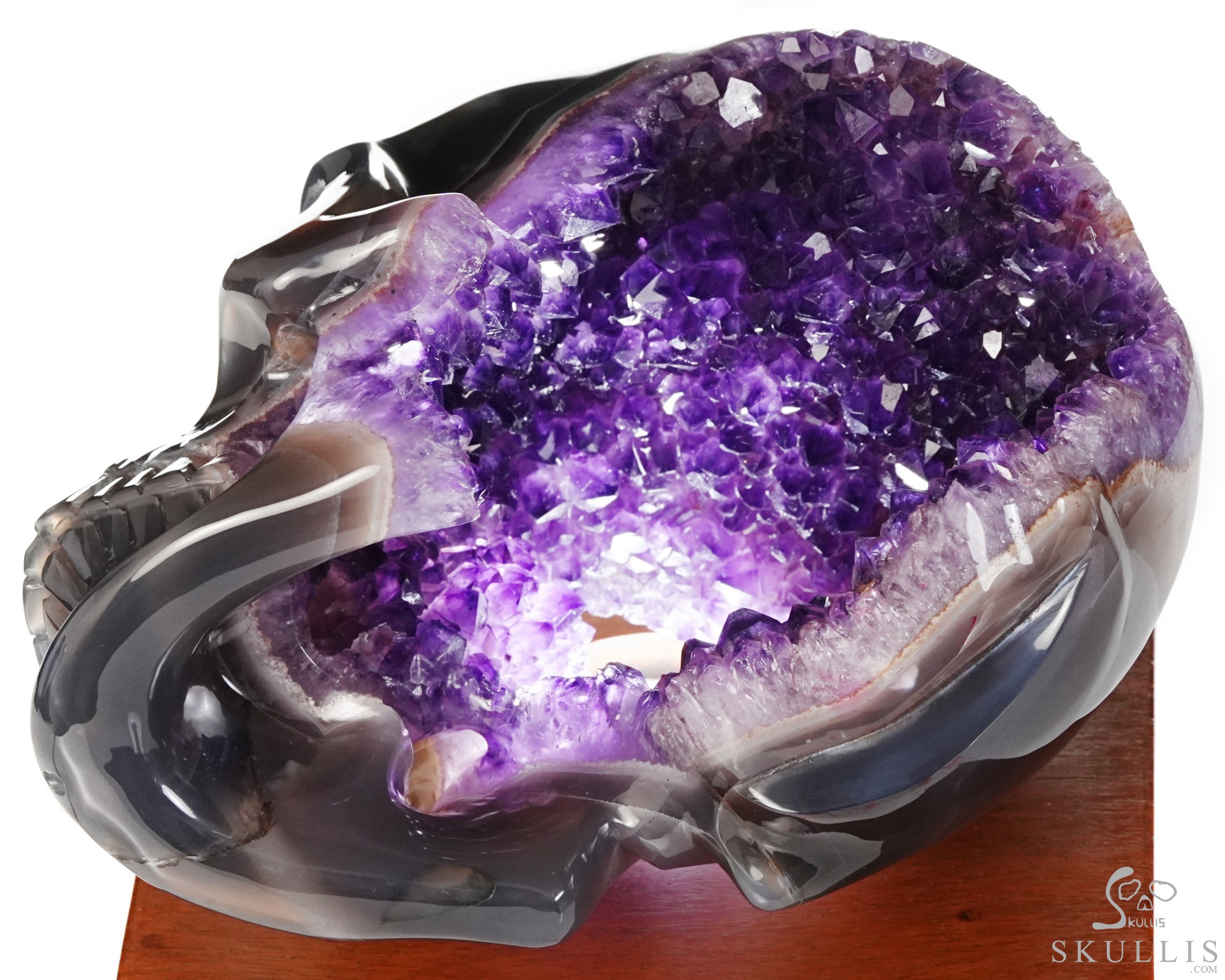 Lifesized 6.5" Agate Amethyst Geode Hand Carved Crystal Skull, Super Realistic, Crystal Healing Lifesized 6.5" Agate Amethyst Geode Hand Carved Crystal Skull, Super Realistic, Crystal Healing