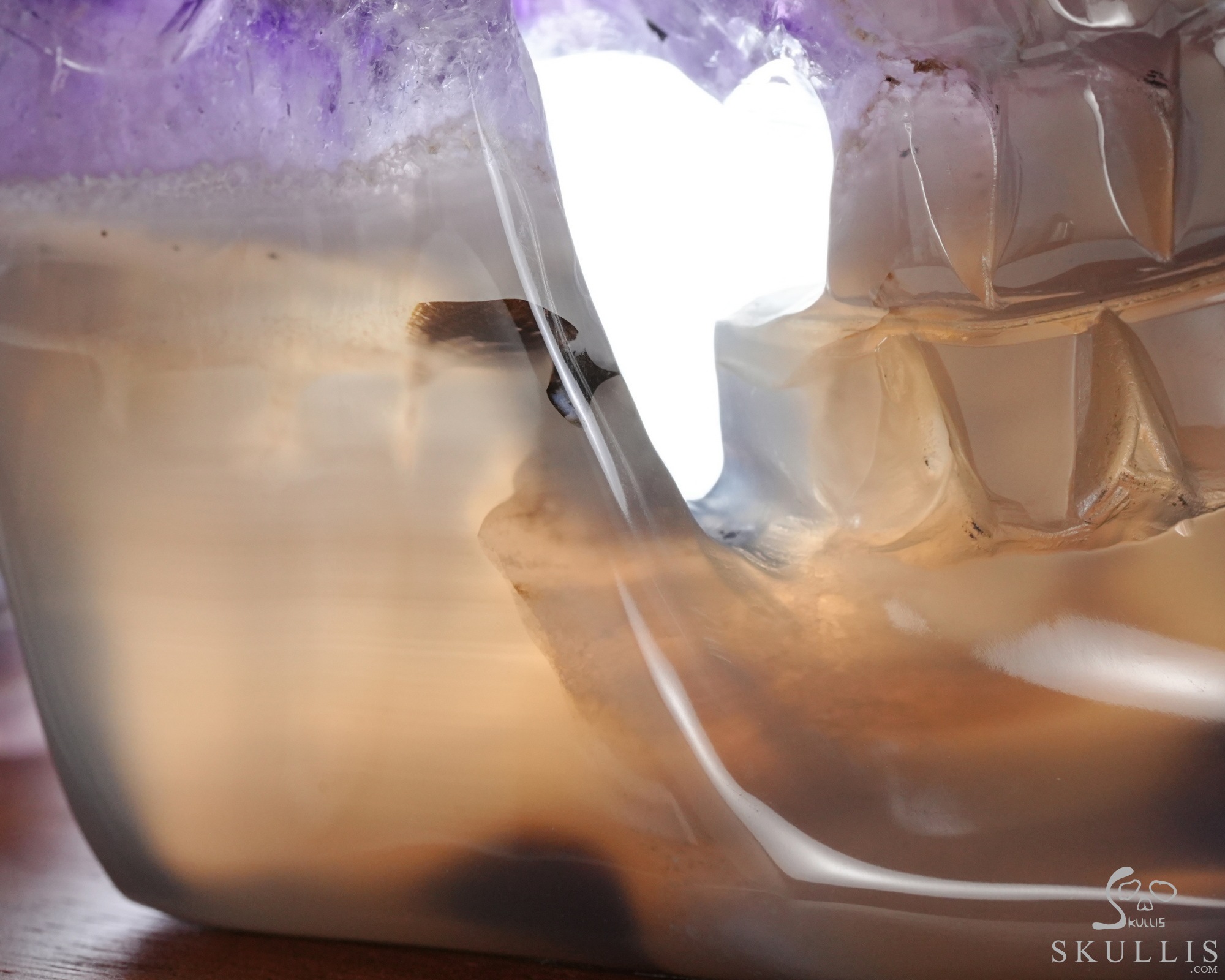 Lifesized 6.5" Agate Amethyst Geode Hand Carved Crystal Skull, Super Realistic, Crystal Healing Lifesized 6.5" Agate Amethyst Geode Hand Carved Crystal Skull, Super Realistic, Crystal Healing