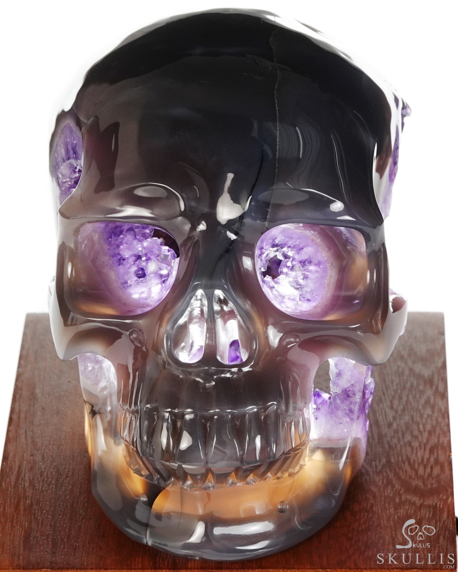 Lifesized 6.5" Agate Amethyst Geode Hand Carved Crystal Skull, Super Realistic, Crystal Healing Lifesized 6.5" Agate Amethyst Geode Hand Carved Crystal Skull, Super Realistic, Crystal Healing