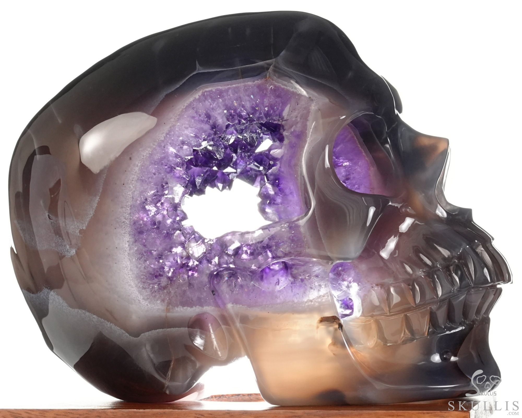 Lifesized 6.5" Agate Amethyst Geode Hand Carved Crystal Skull, Super Realistic, Crystal Healing Lifesized 6.5" Agate Amethyst Geode Hand Carved Crystal Skull, Super Realistic, Crystal Healing