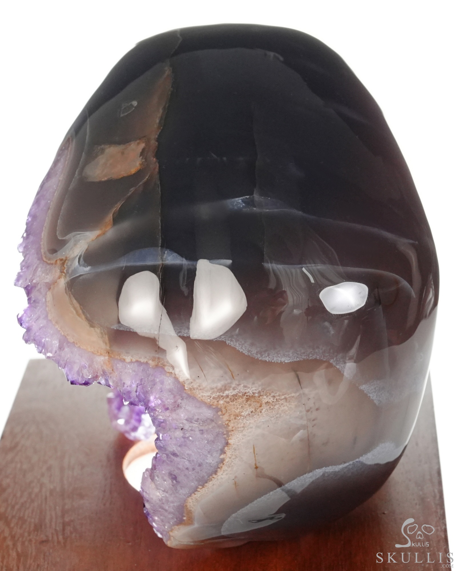 Lifesized 6.5" Agate Amethyst Geode Hand Carved Crystal Skull, Super Realistic, Crystal Healing Lifesized 6.5" Agate Amethyst Geode Hand Carved Crystal Skull, Super Realistic, Crystal Healing