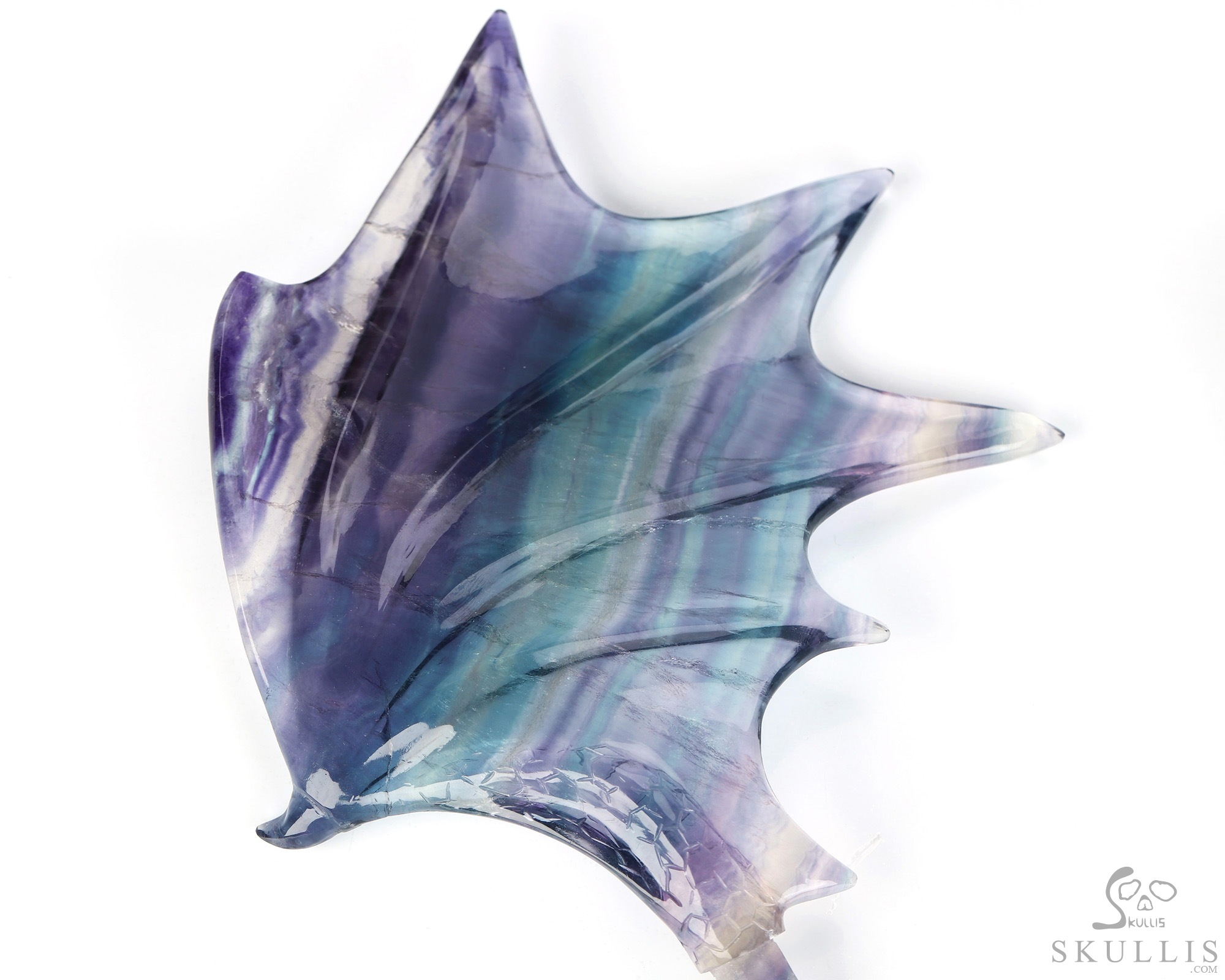 Skull's Scaly Sentinel -10.8" Fluorite Hand Carved Hollow Crystal Skull and Dragon Fine Art Sculpture Lamp/Light, Crystal Healing Skull's Scaly Sentinel -10.8" Fluorite Hand Carved Hollow Crystal Skull and Dragon Fine Art Sculpture Lamp/Light, Crystal Healing