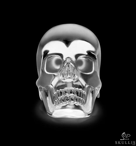 Visage - Skullis Signature Quartz Rock Crystal & 925 Sterling Silver Carved Gemstone Crystal Skull with Sterling Silver Ring Visage - Skullis Signature Quartz Rock Crystal & 925 Sterling Silver Carved Gemstone Crystal Skull with Sterling Silver Ring