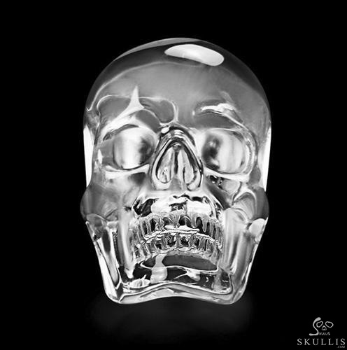 Visage - Skullis Signature Quartz Rock Crystal & 925 Sterling Silver Carved Gemstone Crystal Skull with Sterling Silver Ring Visage - Skullis Signature Quartz Rock Crystal & 925 Sterling Silver Carved Gemstone Crystal Skull with Sterling Silver Ring