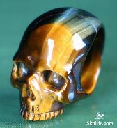 Gold Tiger' Eye Carved Crystal Skull Ring