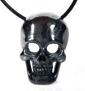 Hematite Carved Crystal Skull Pendant