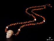 Sunstone Crystal Skull Pendant & Mahogany Obsidian Beaded Necklace