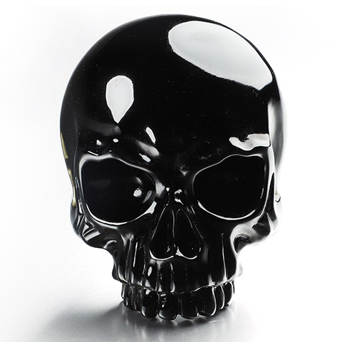 Black Obsidian Hand Carved Crystal Skull Buckle, Skull Jewelry