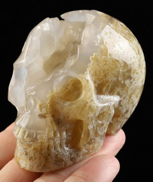 3.1" Green Moss Agate Geode Hand Carved Crystal Skull, Realistic, Crystal Healing