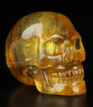 1.5" Orange Fluorite Hand Carved Crystal Skull, Realistic, Crystal Healing