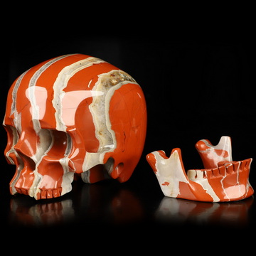 5.0" Red Jasper Hand Carved Detachable Crystal Skull Sculpture, Crystal Healing