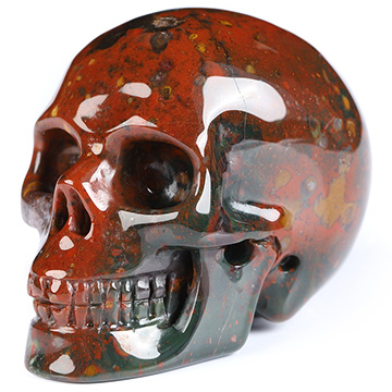 2.0" Bloodstone Hand Carved Crystal Skull, Realistic, Crystal Healing