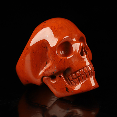 The Poetic Dreamer - US size 7.5 Red Jasper Hand Carved Crystal Skull Ring, Crystal Healing Skull Jewelry, for Women & Men