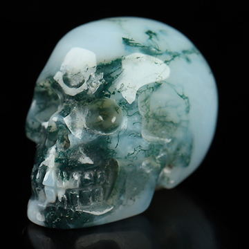 0.7" Green Moss Agate Hand Carved Crystal Skull, Realistic, Crystal Healing