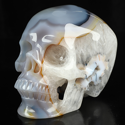 5.0" Agate Hand Carved Crystal Skull, Super Realistic, Crystal Healing