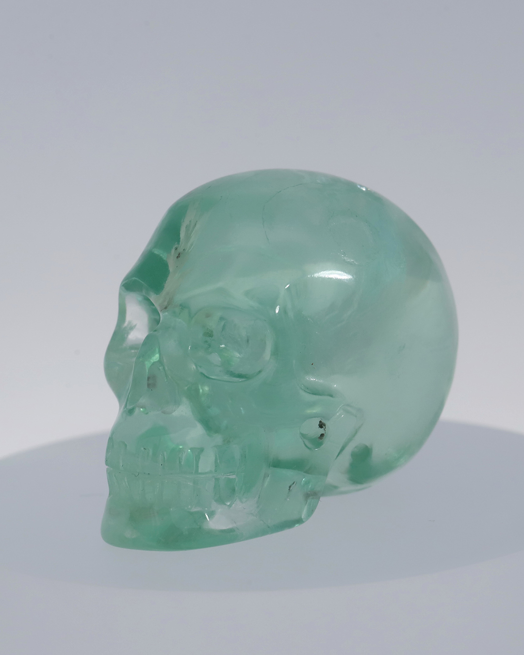 1.4" Fluorite Hand Carved Crystal Skull, Realistic, Crystal Healing