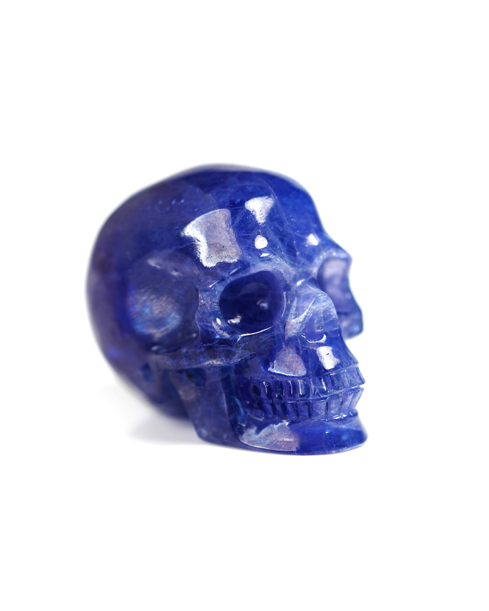 Gemstone 1.3" Tanzanite Hand Carved Crystal Skull, Realistic, Crystal Healing